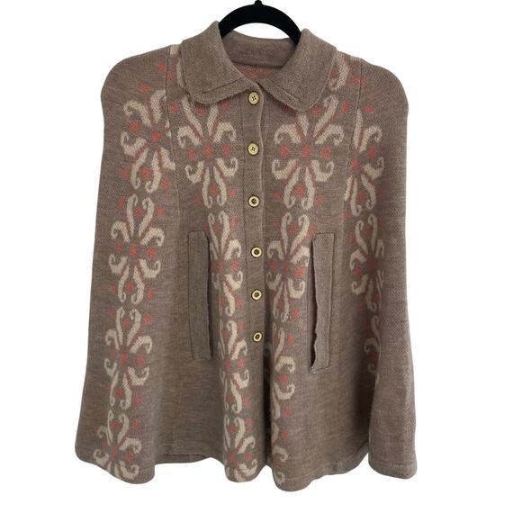 Anthropologie Madchen Flowering Pompona Sweater Cape Cardigan Womens Medium - Picture 1 of 7
